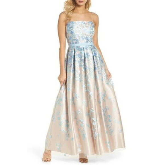 Eliza J Floral Embroidered Box Pleat Ball Gown dress SIZE 6 350$ - Picture 1 of 7